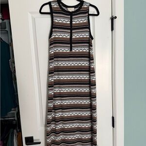Sezane Leora Dress Black / Ecru / Havana Camel - Size L